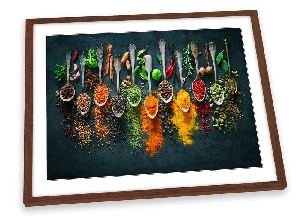 Herbs Spices Cooking Kitchen Grey Framed
