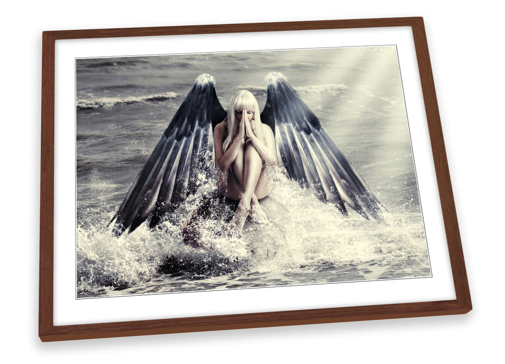 Beautiful Angel Wings Grey Framed