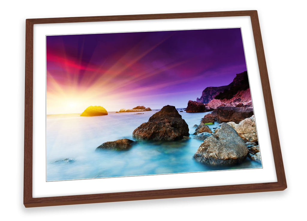 Sunset Seascape Beach Scene Framed