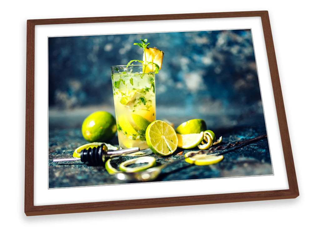 Cocktail Yellow Drink Kitchen Framed