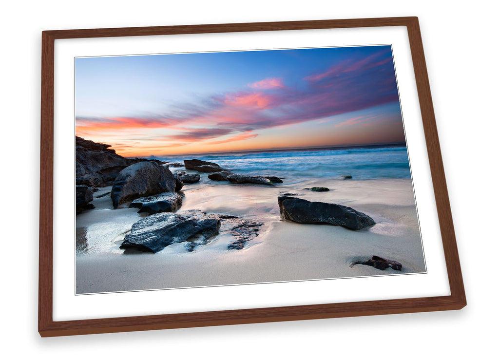 Seascape Sunset Beach Framed