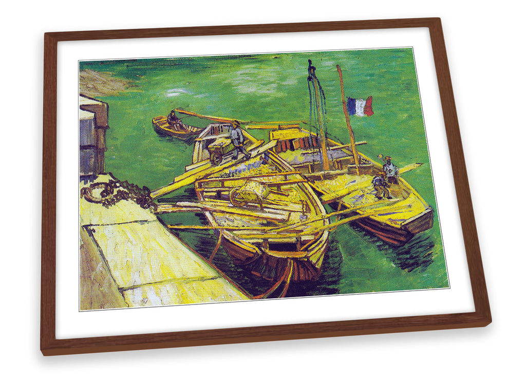 Vincent van Gogh Quay Unloading Sand Barges Framed