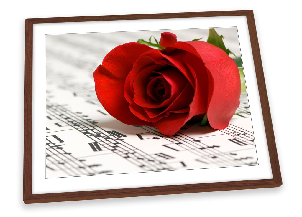 Rose Music Sheet Flower Floral Framed