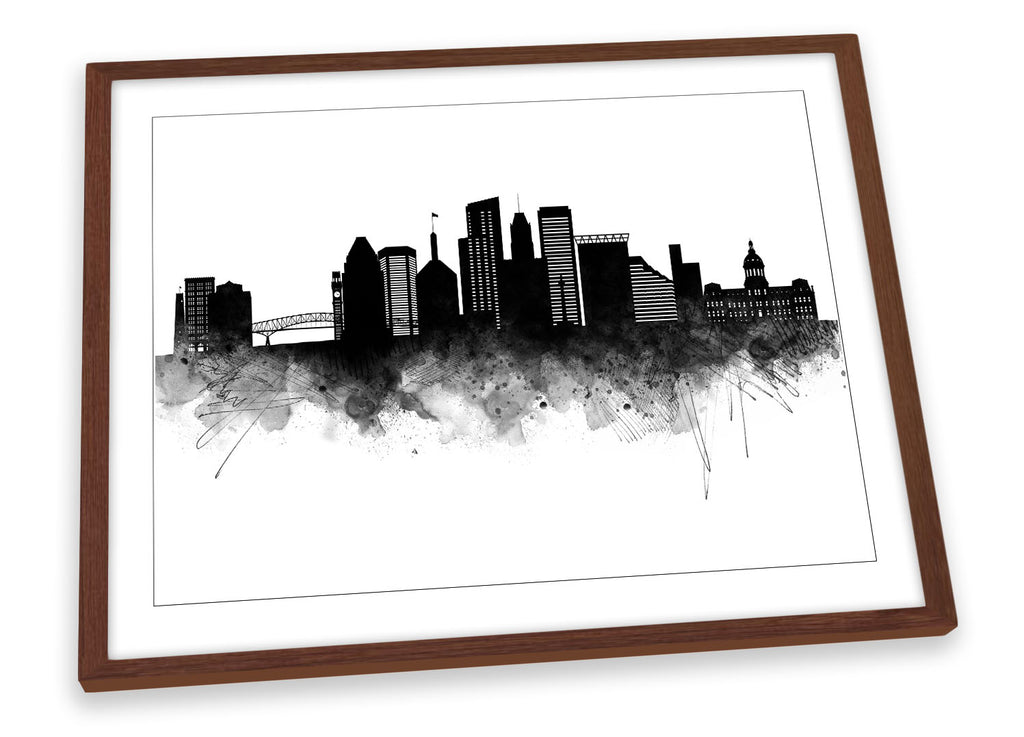 Baltimore Abstract City Skyline Black Framed
