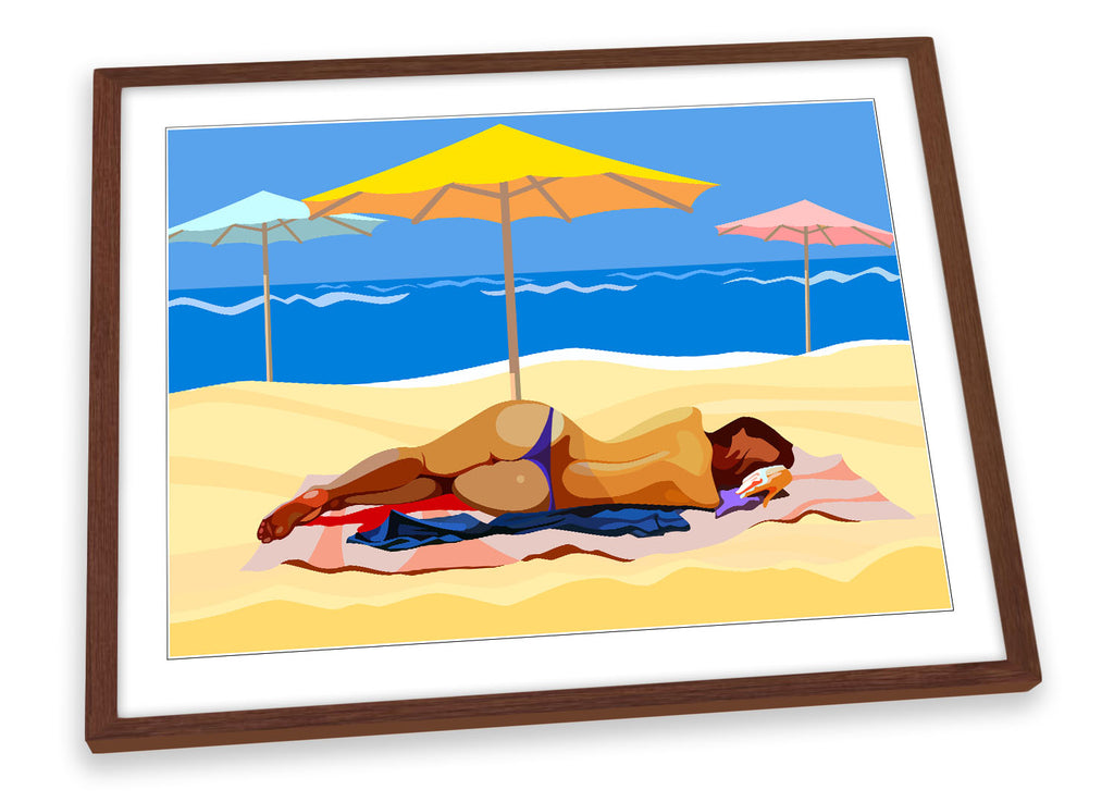 Beach Holiday Sunbathe Blue Framed