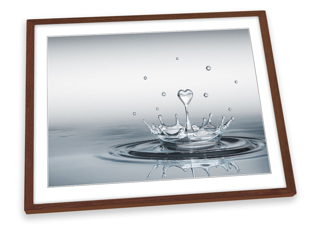 Heart Drop Splash Bathroom Grey Framed
