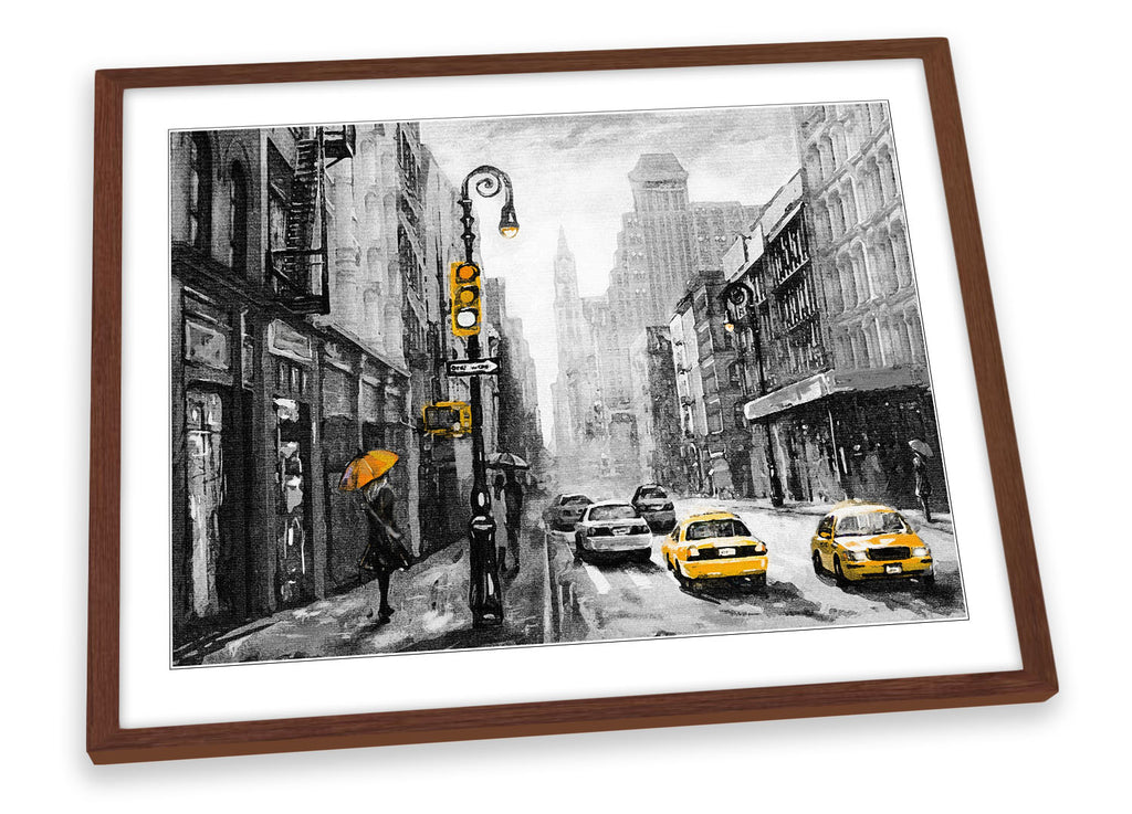 New York Taxi Cabs Umbrella Framed