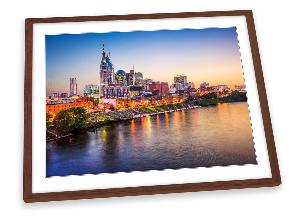 Nashville Tennessee City Skyline Framed