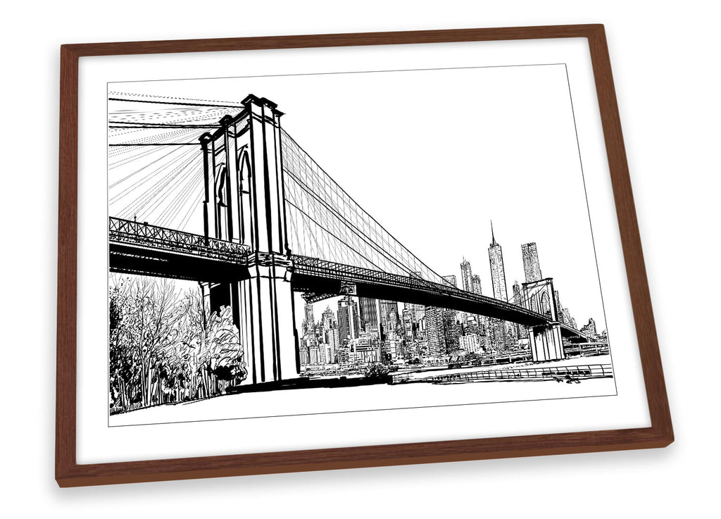 Brooklyn Bridge New York Black & White Framed