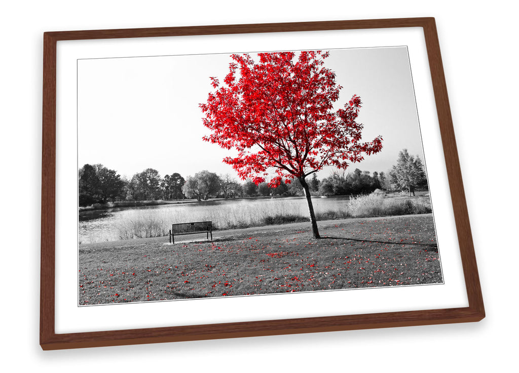 Red Tree Landscape Floral Framed