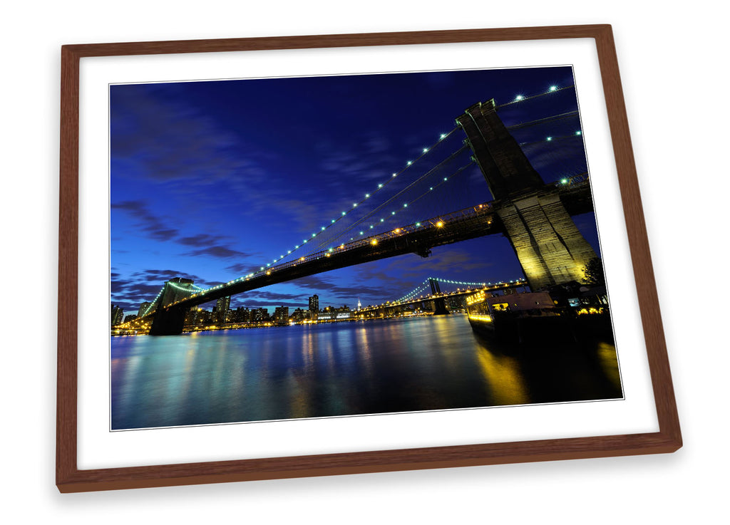Brooklyn Bridge Night New York City Framed