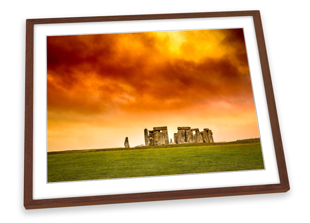 Stonehenge Orange Sunset Framed