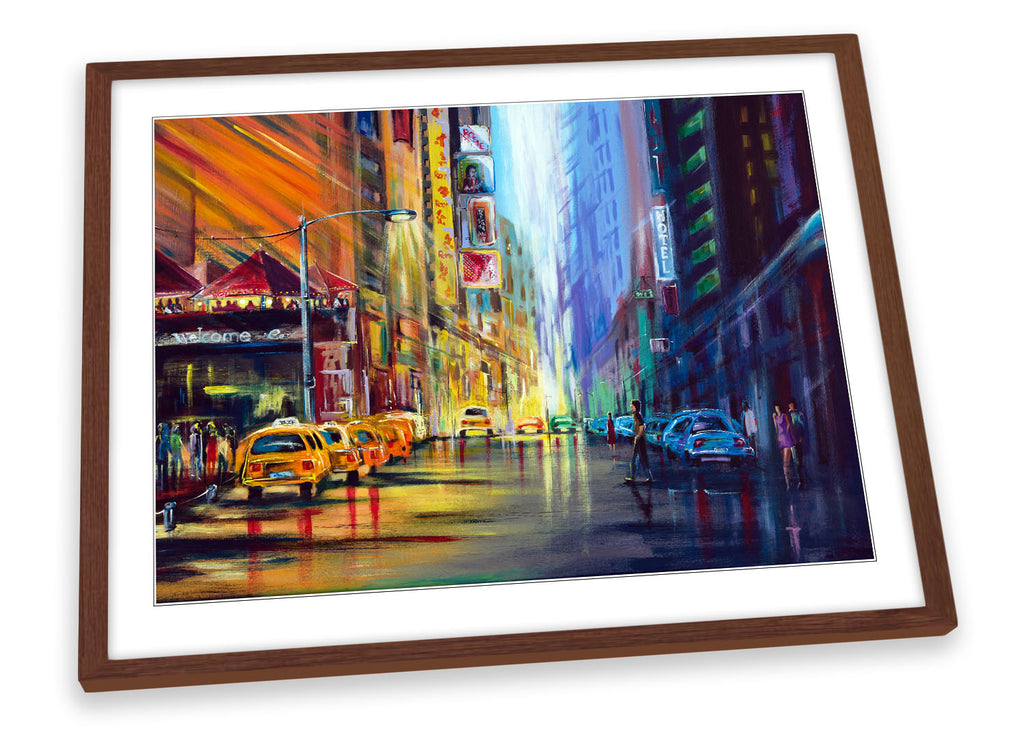 New York City Street Scene Multi-Coloured Framed