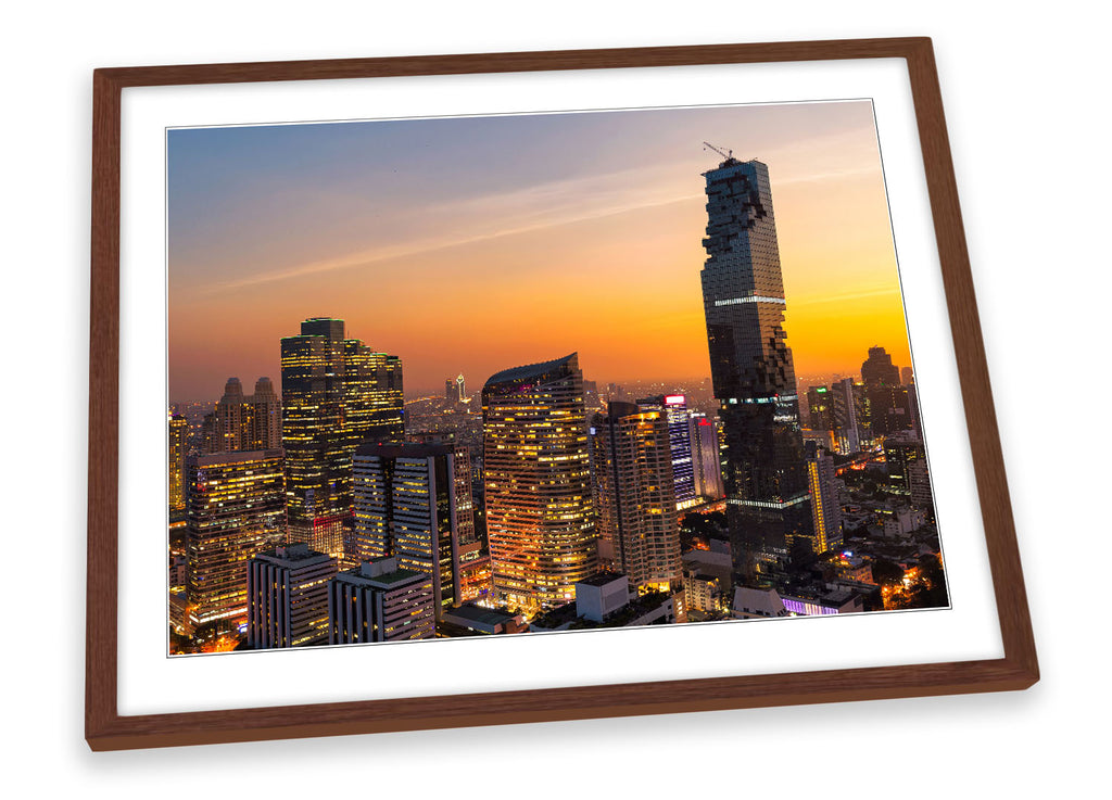 Bangkok Thailand City Sunset Orange Framed