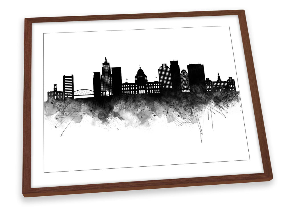 Providence Abstract City Skyline Black Framed