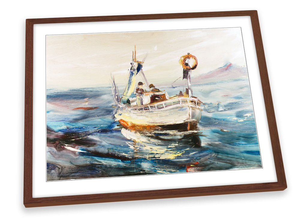 Fishing Boat Seascape Repro Framed