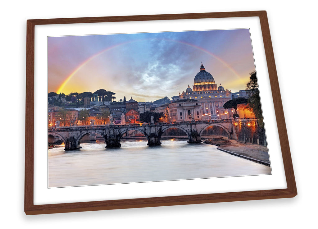 Rome Italy Bridge City Sunset Framed
