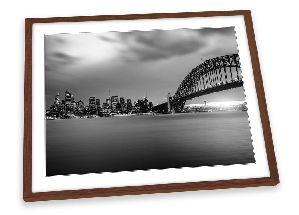 Sunset Sydney Harbour Skyline B&W Framed
