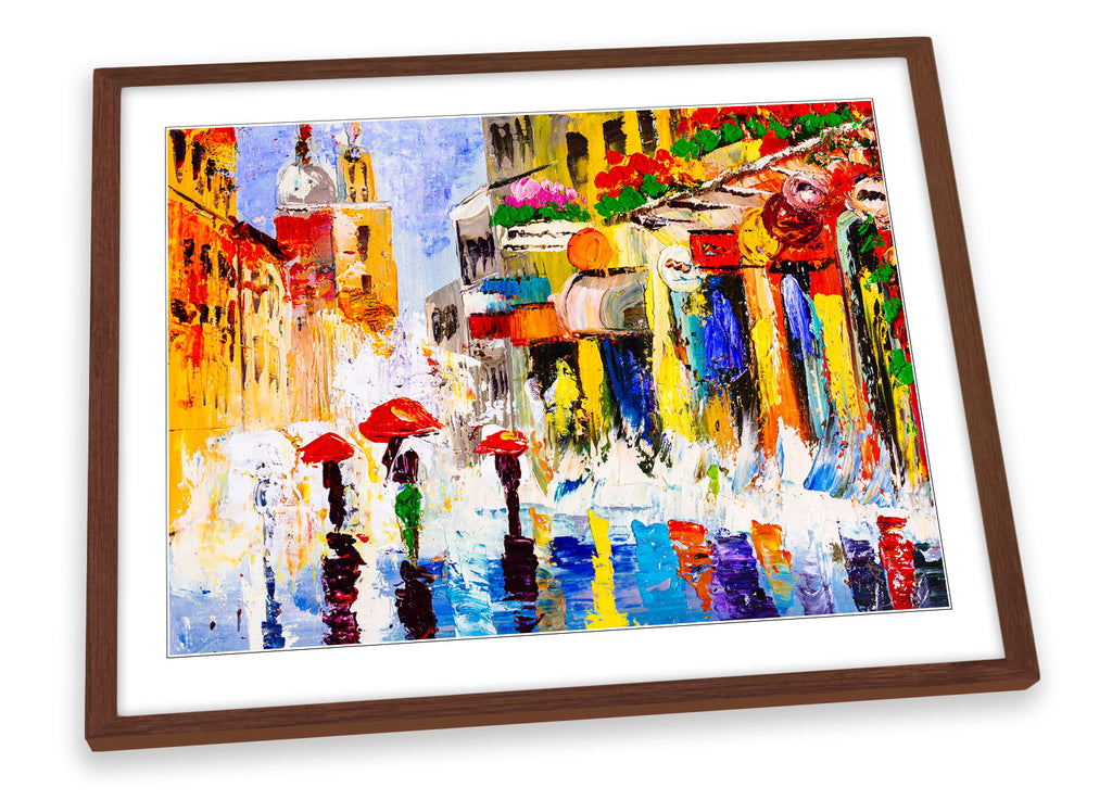 Umbrellas Modern City Multi-Coloured Framed