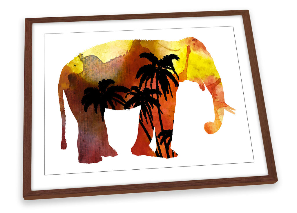 Elephant Sunset Modern Framed