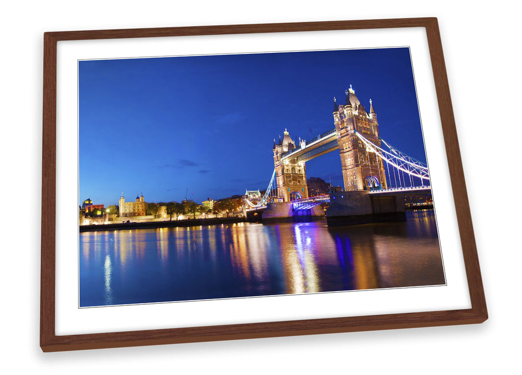 London Night Skyline Tower Bridge Framed