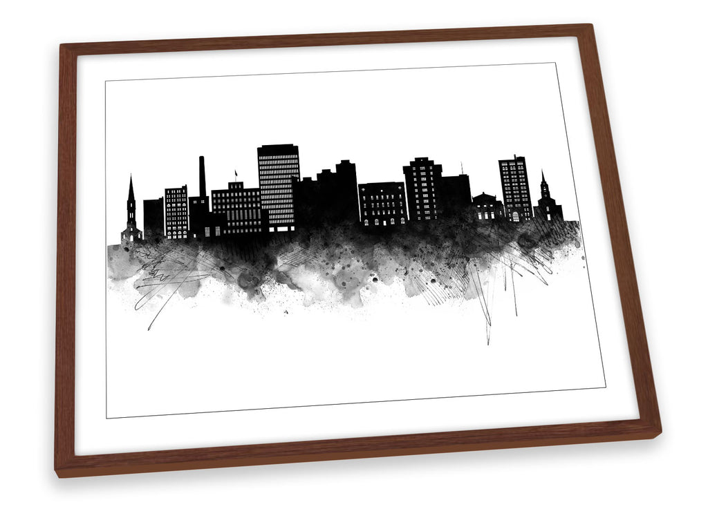 Utica Abstract City Skyline Black Framed