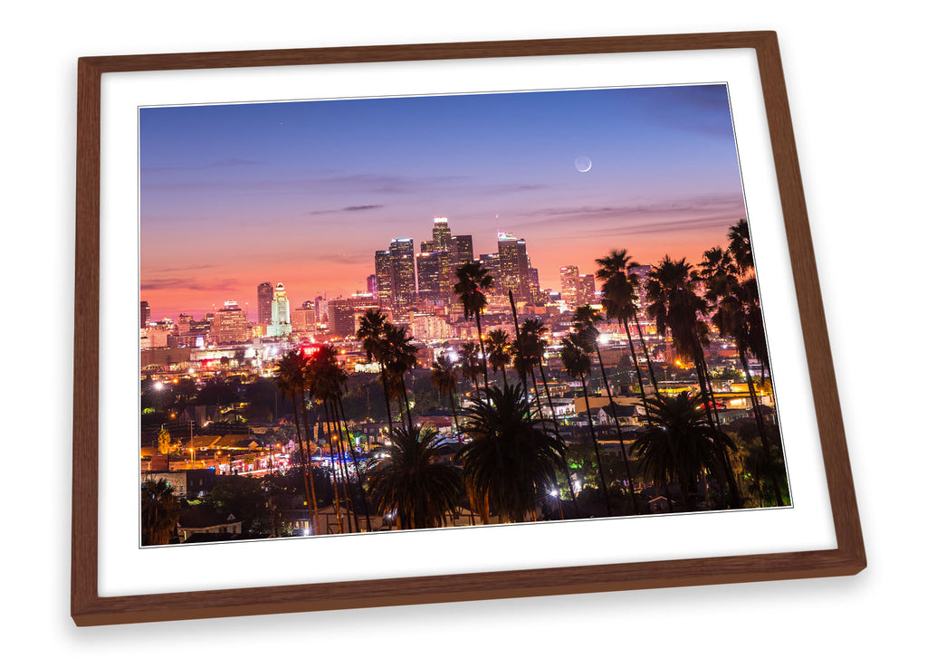 Los Angeles Palm Trees Multi-Coloured Framed