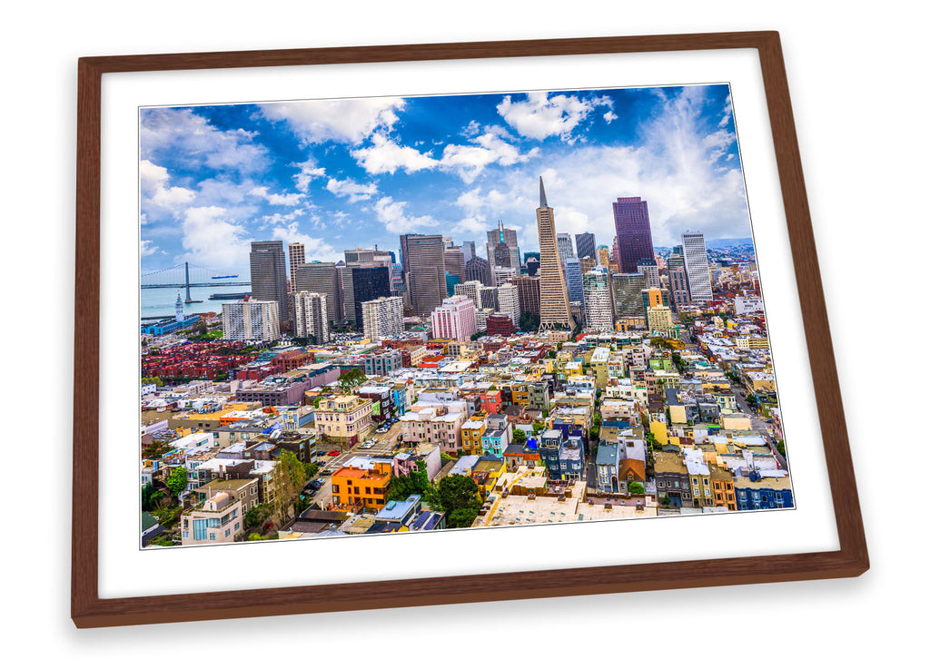 San Francisco Skyline City Multi-Coloured Framed