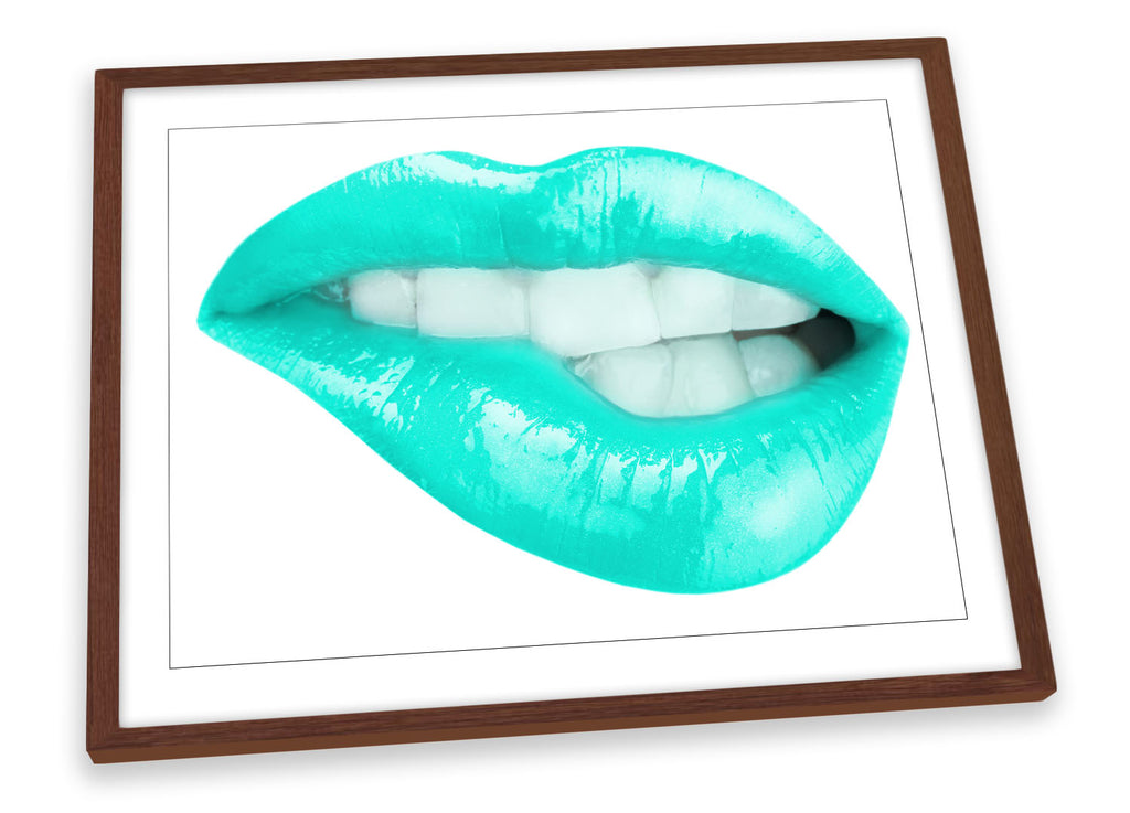 Lips Bite Lipstick Turquoise Framed