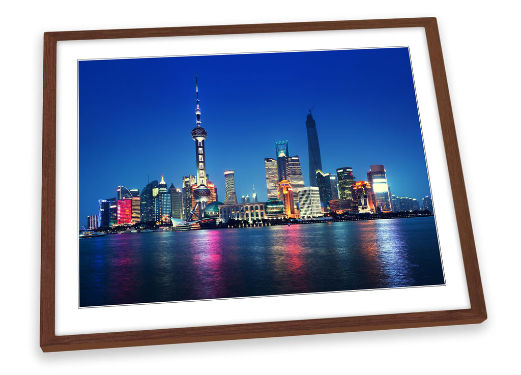 Shanghai Skyline China Framed