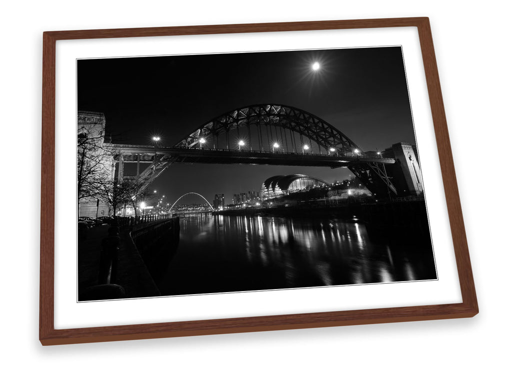 Tyne Bridge Newcastle Night B&W Framed