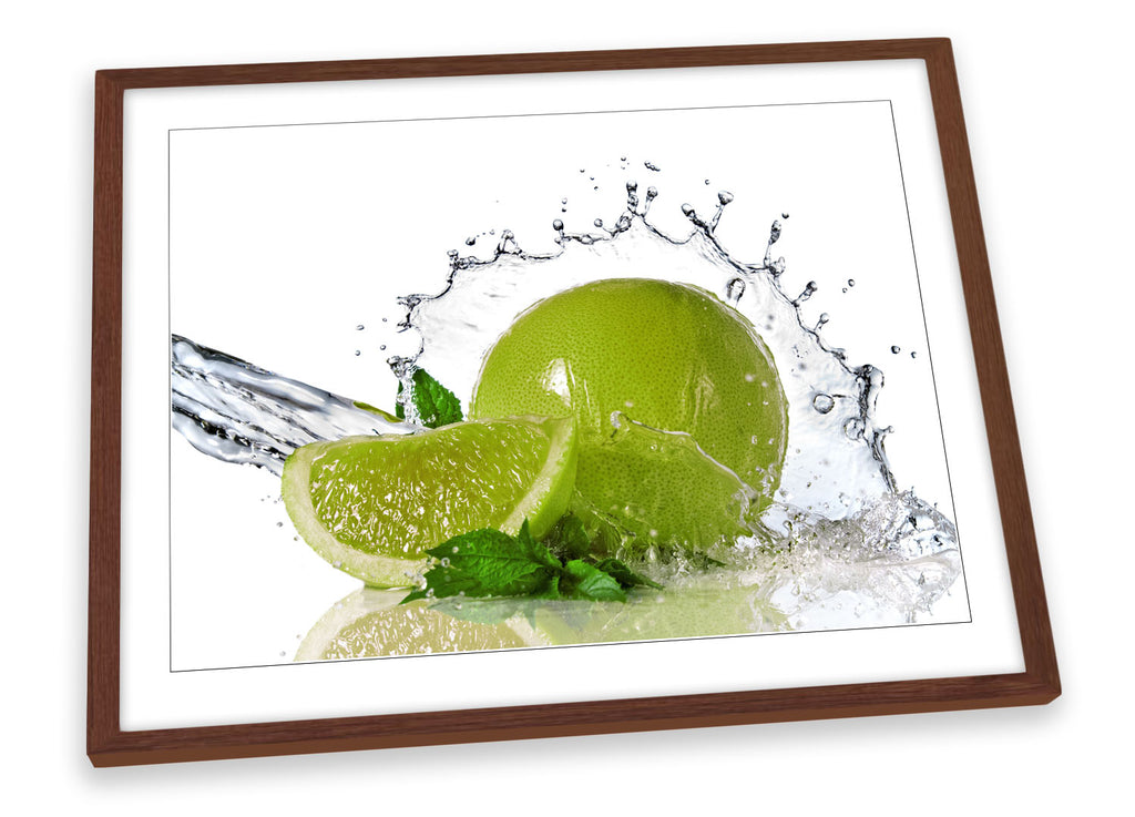 Lime Citrus Fruit Splash Kitchen Green Framed