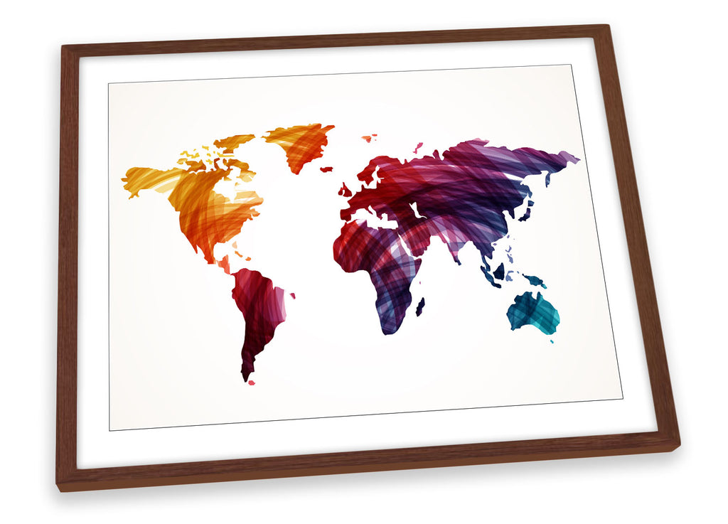 Map of the World Multi Colour Framed