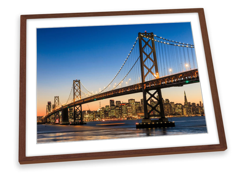 San Francisco Bay Bridge Blue Framed