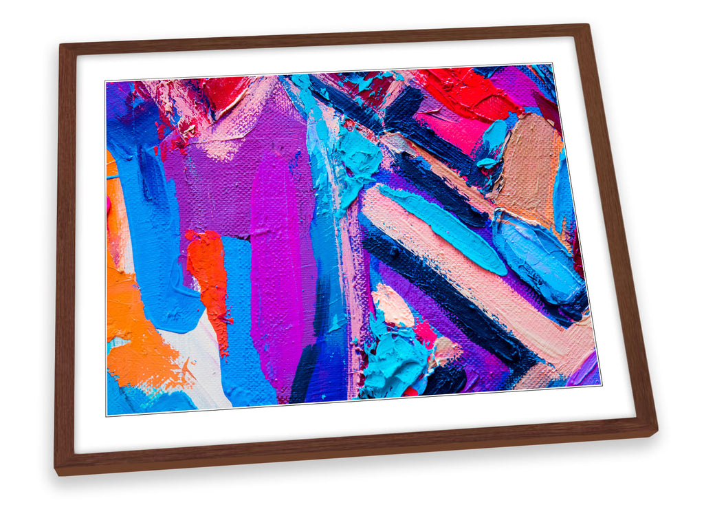 Purple Blue Abstract Strokes Framed
