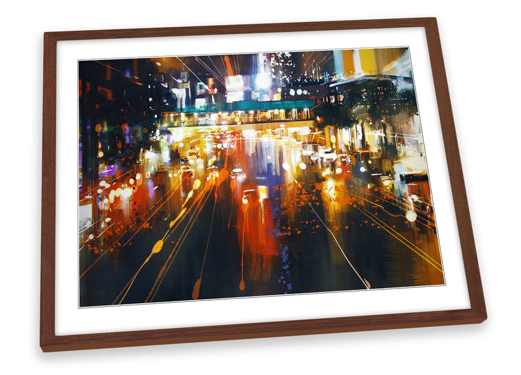 City Life Streets Car Traffic Multi-Coloured Framed