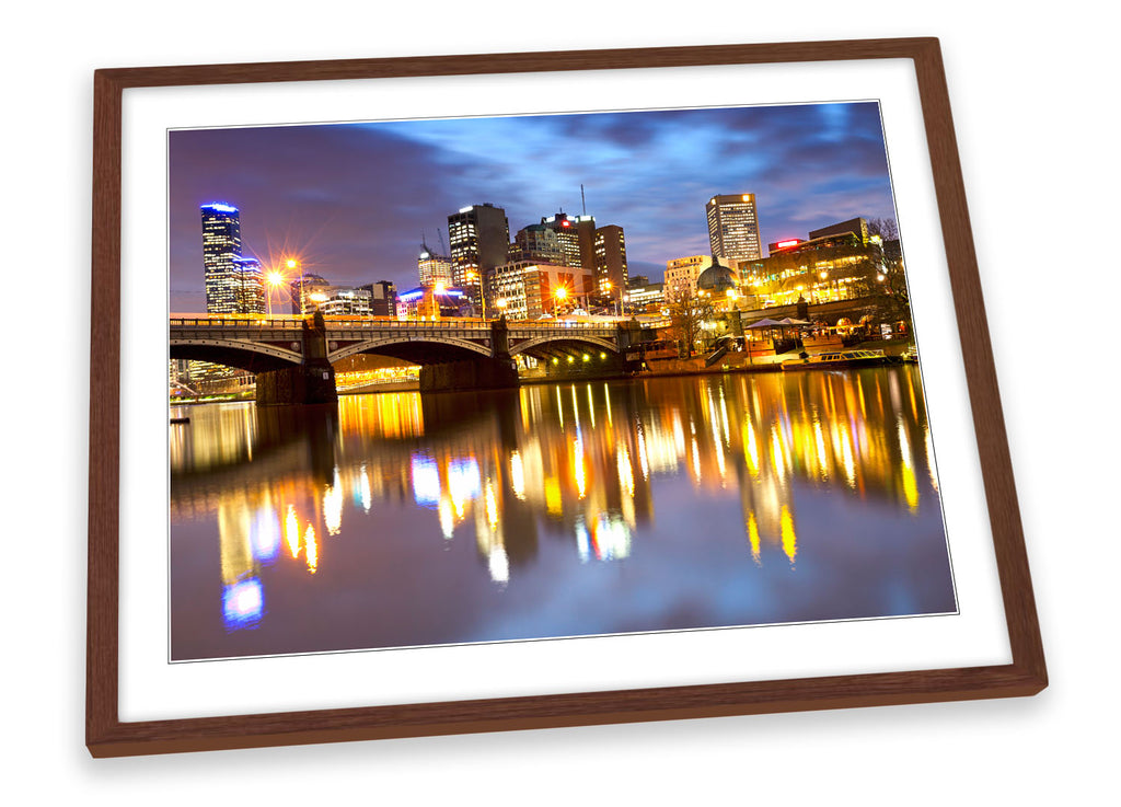 Melbourne Australia City Night Framed