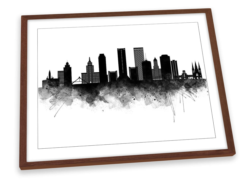 Tulsa Abstract City Skyline Black Framed
