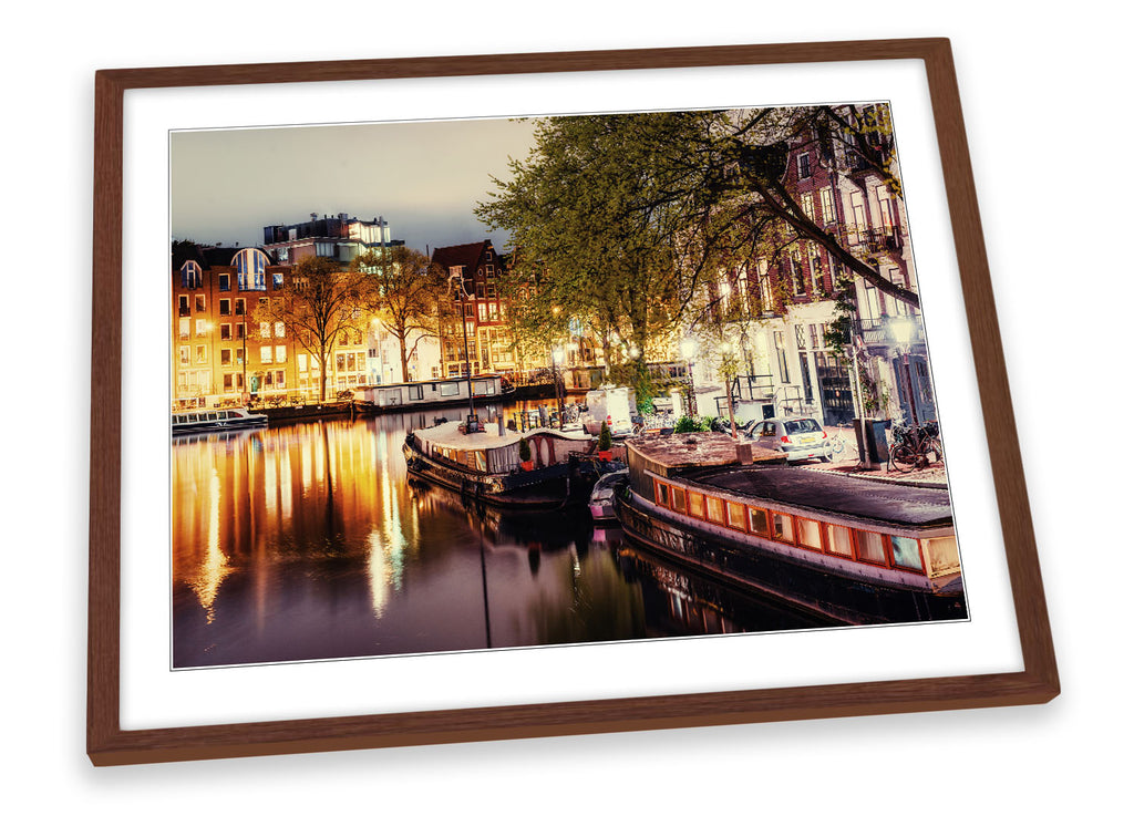 Amsterdam Canal City Night Framed