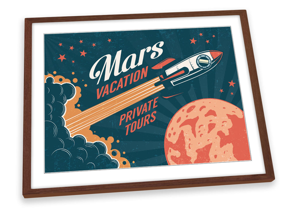 Mars Vacation Private Tours Multi-Coloured Framed
