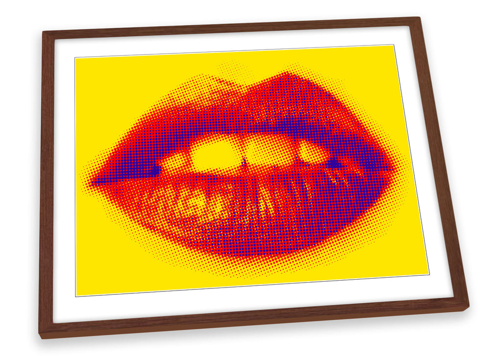 Red Lips Beauty Yellow Framed