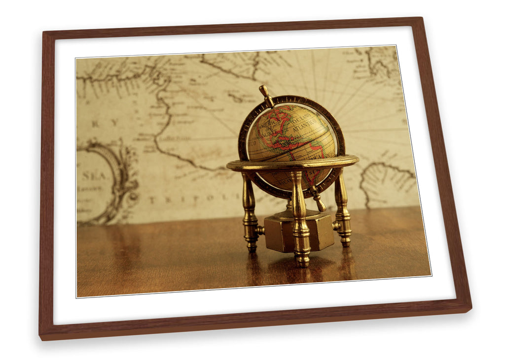 Globe Map Atlas Framed