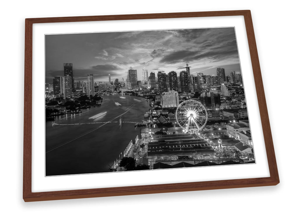 Bangkok Thailand Skyline B&W Framed