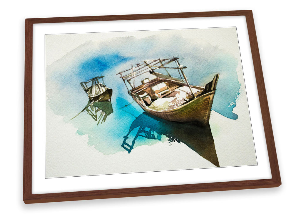 Longboat Watercolour Framed