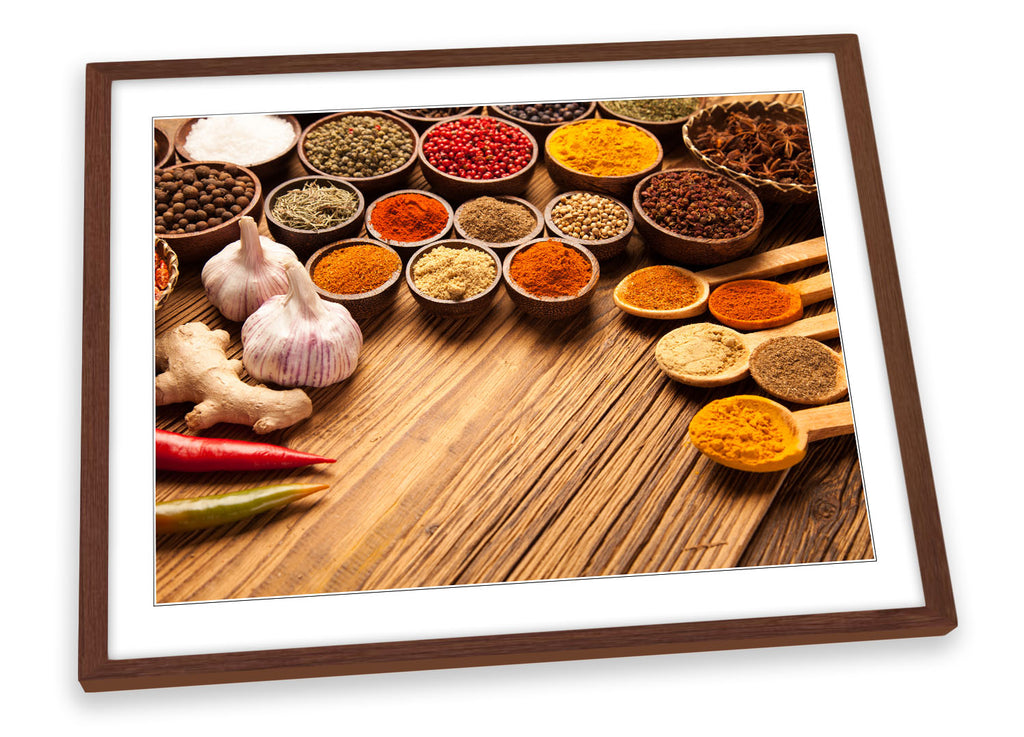 Indian Curry Spices Herbs Framed