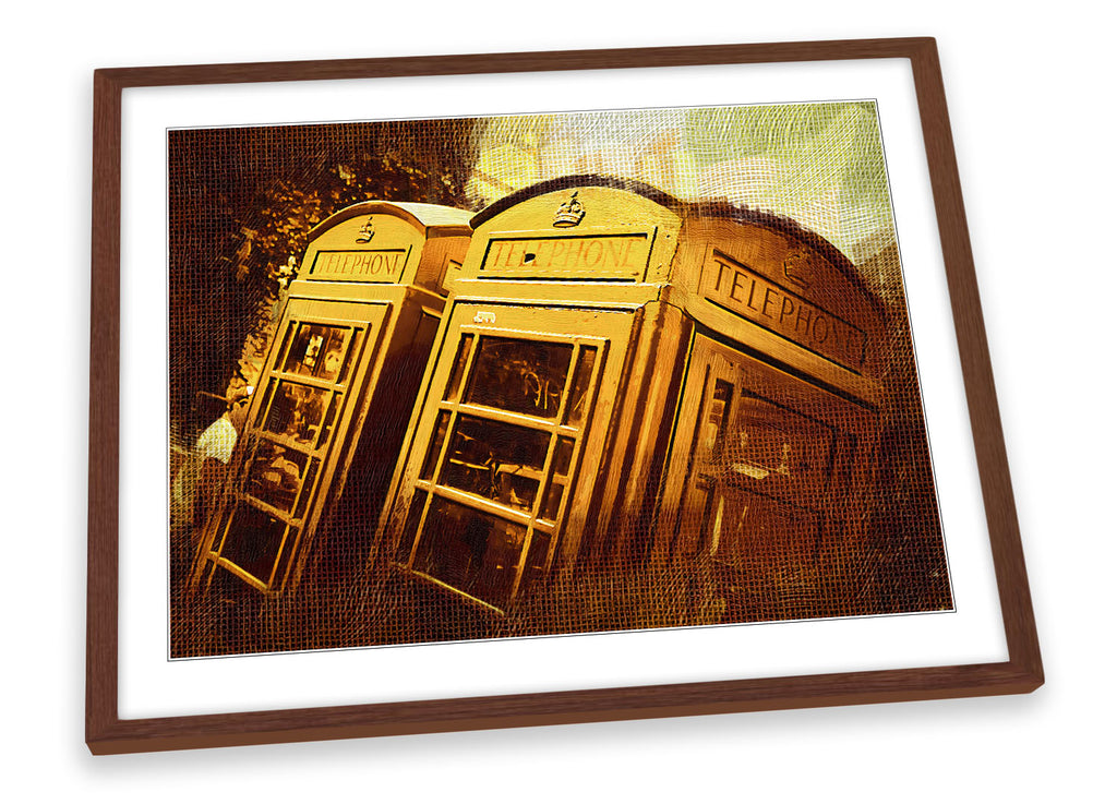 Iconic British Telephone Box Brown Framed