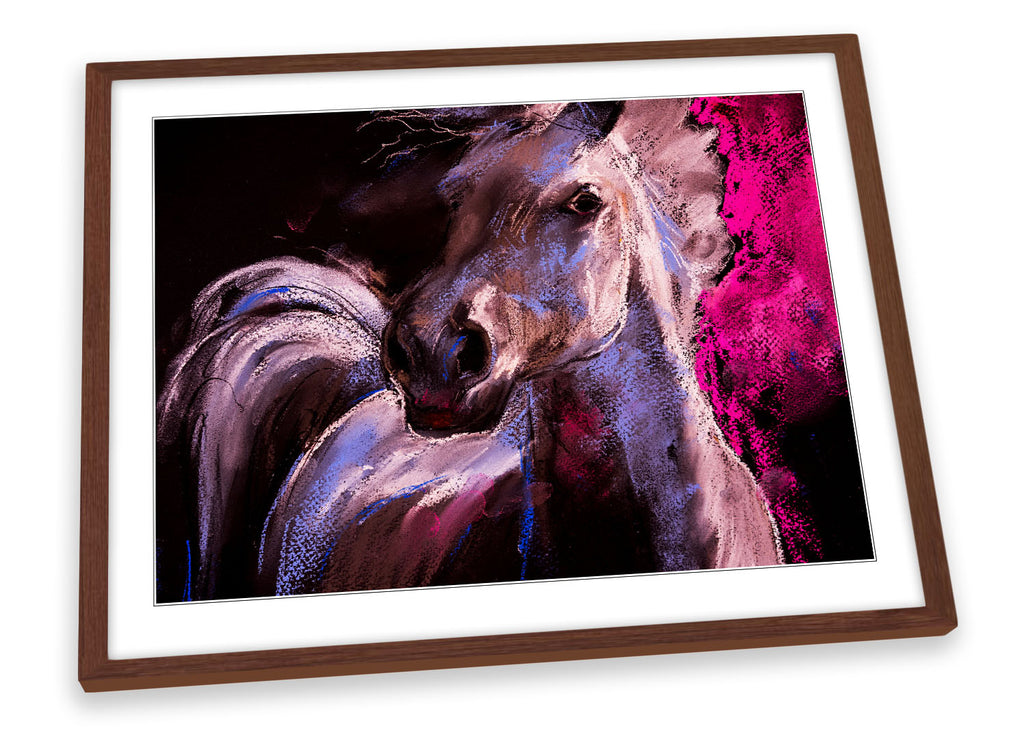 White Horse Pink Paint Repro Framed