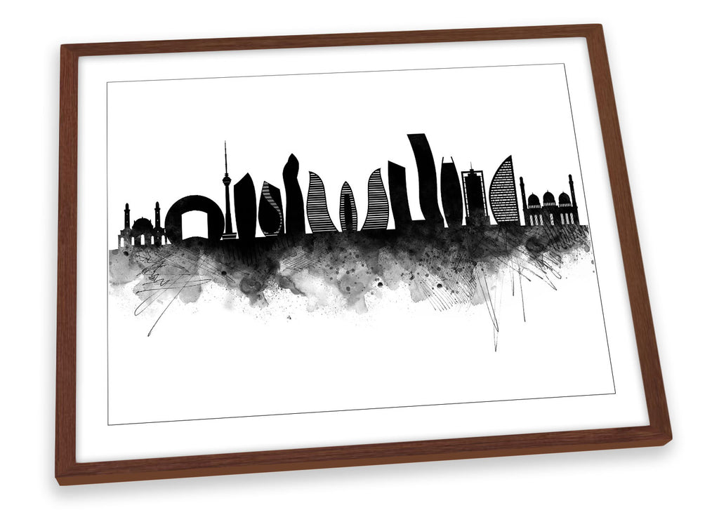 Baku Abstract City Skyline Black Framed