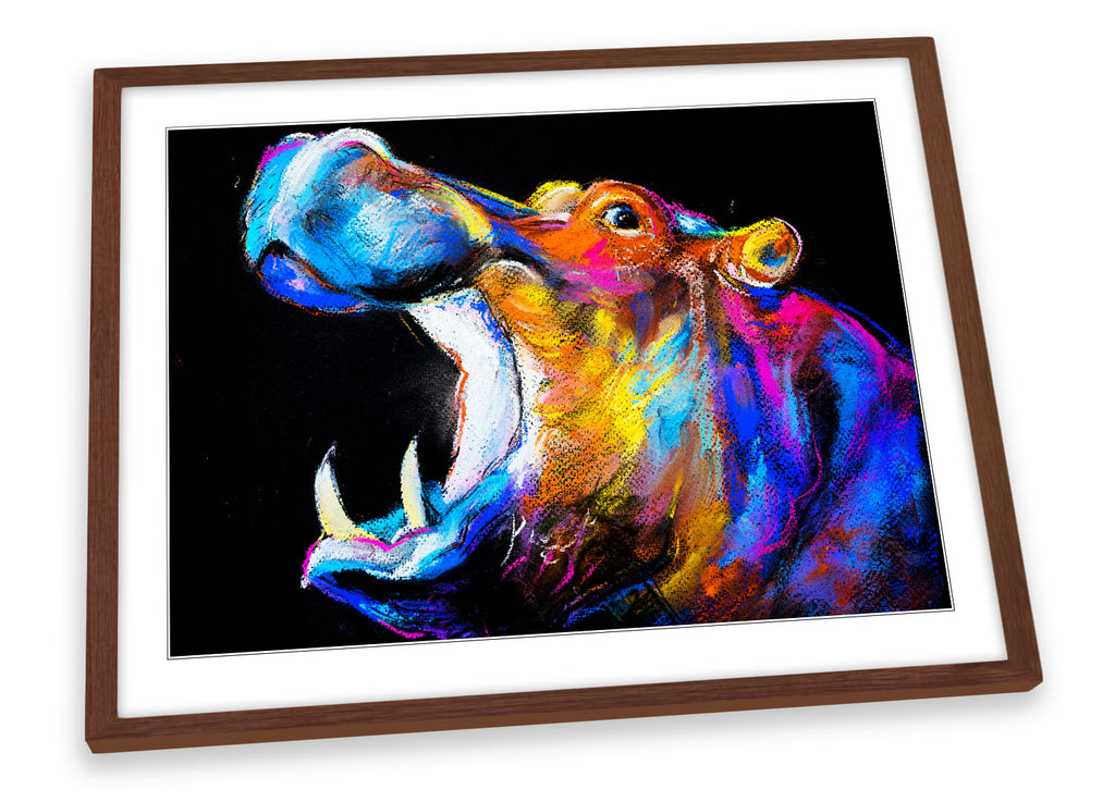 Hippo Colourful Multi-Coloured Framed