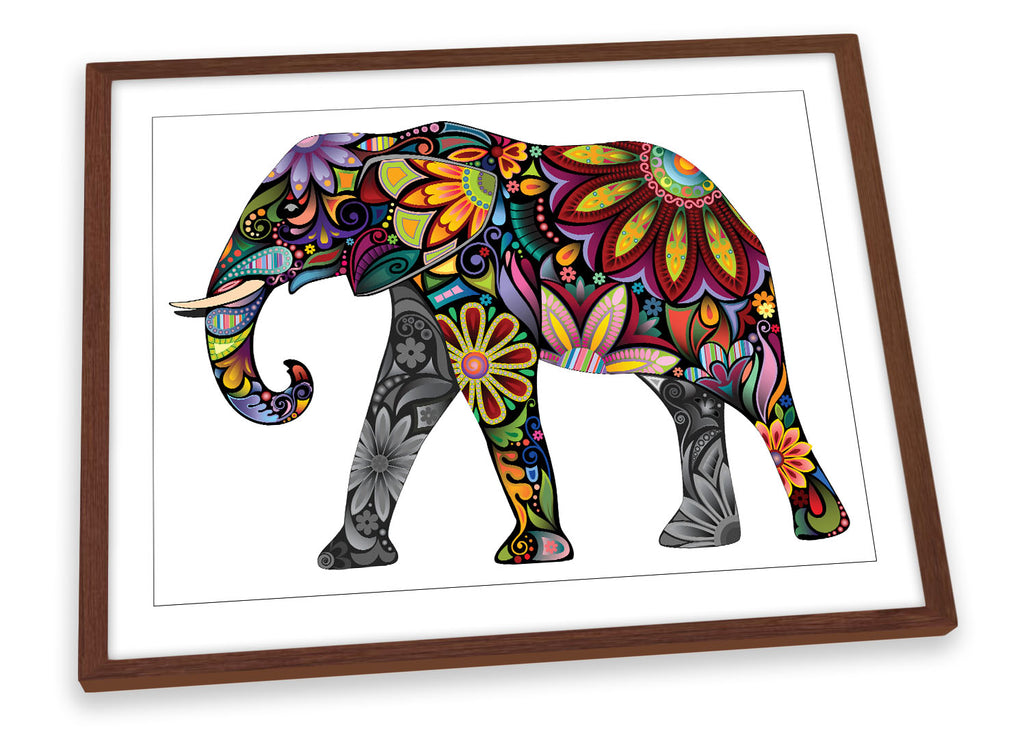 Elephant Modern Floral Framed